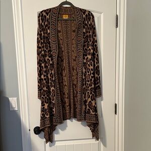 Ruby Rd. Leopard Print Draped Cardigan